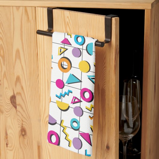 Farbiges geometrisches Muster der 80er Jahre Geschirrtuch (Drittel gefaltet)