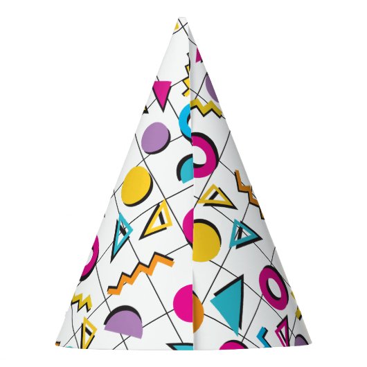 Farbiges geometrisches Muster der 80er Jahre Partyhütchen (Rückseite)