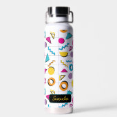 Farbiges geometrisches Muster der 80er Jahre Trinkflasche (Rückseite)