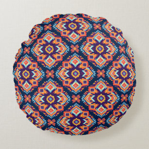 Farbiges geometrisches Muster der Aztec Rundes Kissen