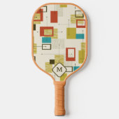 Farbiges geometrisches Muster der Moderne Mitte de Pickleball Schläger (Vorderseite)