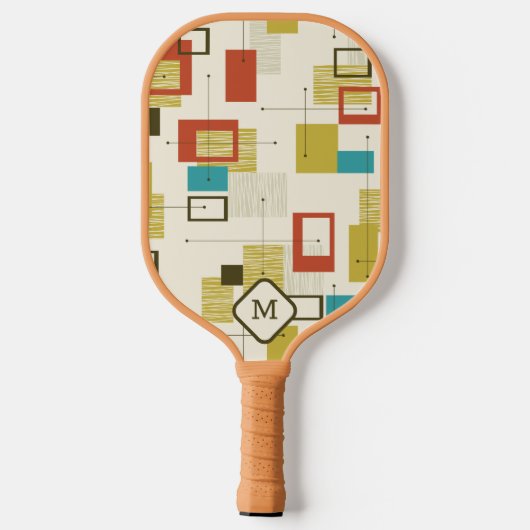 Farbiges geometrisches Muster der Moderne Mitte de Pickleball Schläger (Rückseite)