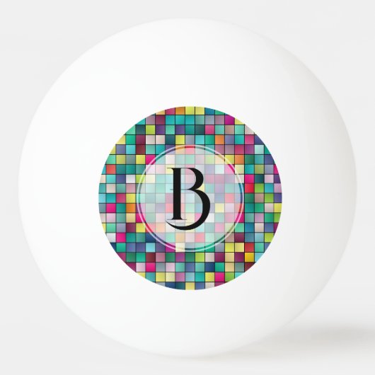 Farbiges geometrisches Muster der Mosaike Tischtennisball (Vorderseite)