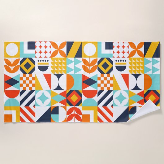 Farbiges geometrisches Muster der Retro Strandtuch (Vorderseite)
