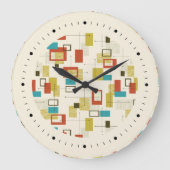 Farbiges geometrisches Muster des Retro Mitte des Große Wanduhr (Vorderseite)