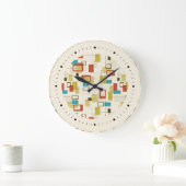 Farbiges geometrisches Muster des Retro Mitte des Große Wanduhr (Zuhause)