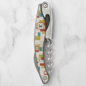 Farbiges geometrisches Muster des Retro Mitte des  Kellnermesser (Rückseite)