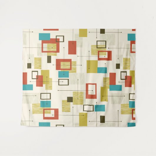 Farbiges geometrisches Muster des Retro Mitte des Wandteppich (Vorderseite (Horizontal))