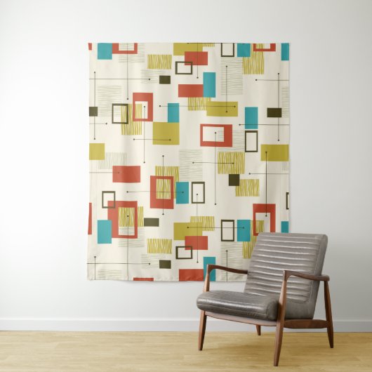 Farbiges geometrisches Muster des Retro Mitte des  Wandteppich (Beispiel)