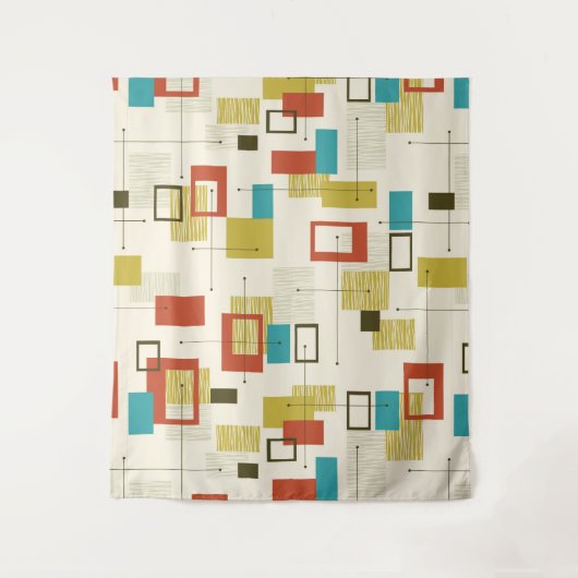 Farbiges geometrisches Muster des Retro Mitte des  Wandteppich (Vorderseite)