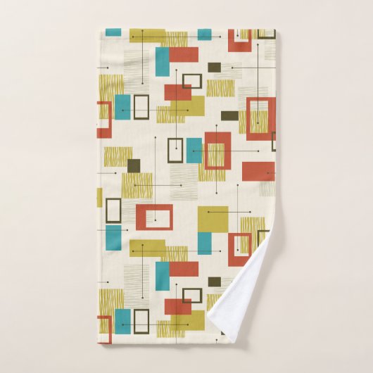 Farbiges geometrisches Muster des Retromodells Mit Badhandtuch Set (Handtuch)