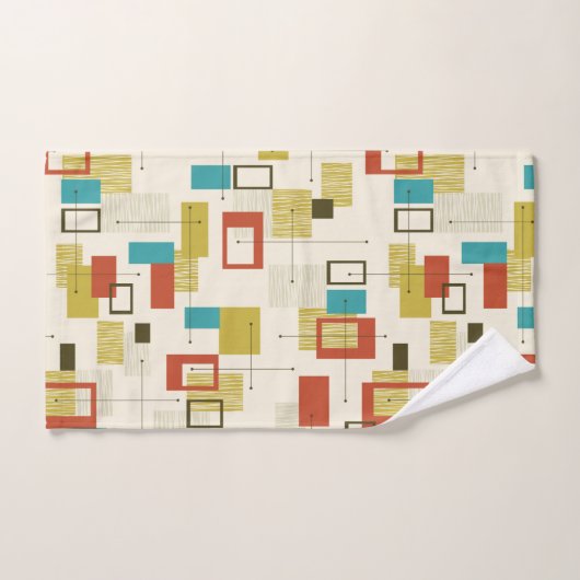 Farbiges geometrisches Muster des Retromodells Mit Badhandtuch Set (Handtuch)