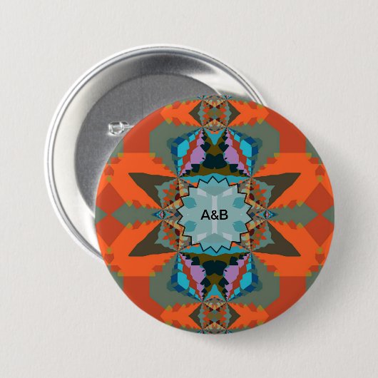 Farbiges geometrisches Muster des südlichen Wester Button (Vorne & Hinten)