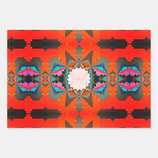 Farbiges geometrisches Muster des südlichen Wester Geschenkpapier Set (Vorderseite)