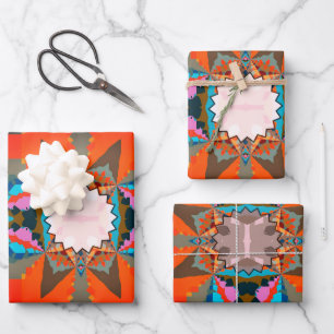 Farbiges geometrisches Muster des südlichen Wester Geschenkpapier Set