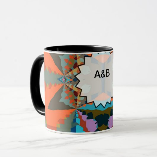 Farbiges geometrisches Muster des südlichen Wester Tasse (Vorderseite Links)