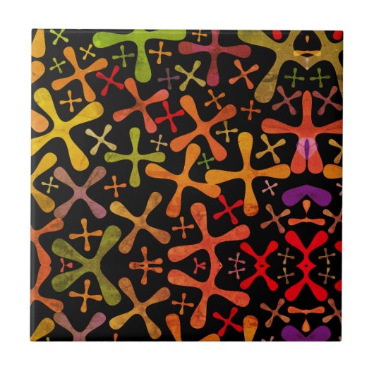Farbiges geometrisches Muster Fliese (Vorderseite)