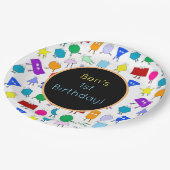 Farbiges geometrisches Muster für 2D & 3D-Formen f Pappteller (Schrägansicht)