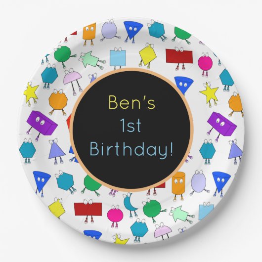 Farbiges geometrisches Muster für 2D & 3D-Formen f Pappteller (Vorderseite)