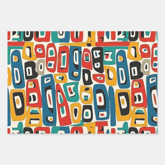 Farbiges geometrisches Muster Geschenkpapier Set (Vorderseite 2)