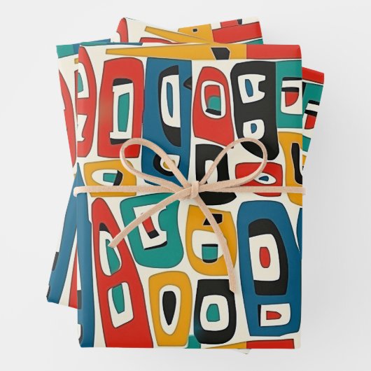 Farbiges geometrisches Muster Geschenkpapier Set (Beispiel)