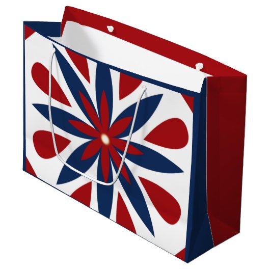 Farbiges geometrisches Muster Große Geschenktüte (Vorderseite Schrägansicht)