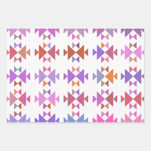 Farbiges geometrisches Muster in Lila Farben Geschenkpapier Set (Vorderseite 3)