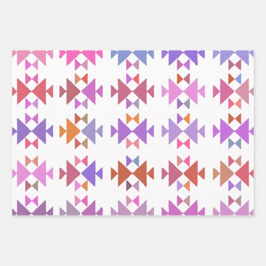 Farbiges geometrisches Muster in Lila Farben Geschenkpapier Set (Vorderseite 2)
