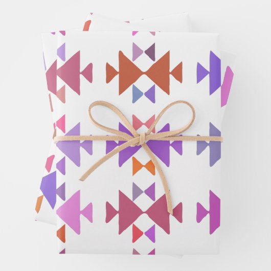 Farbiges geometrisches Muster in Lila Farben Geschenkpapier Set (Beispiel)