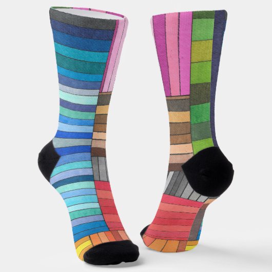 Farbiges geometrisches Muster in Regenbogen Socken (Gewinkelt)