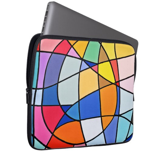 Farbiges geometrisches Muster Laptopschutzhülle (Vorne Rechts)