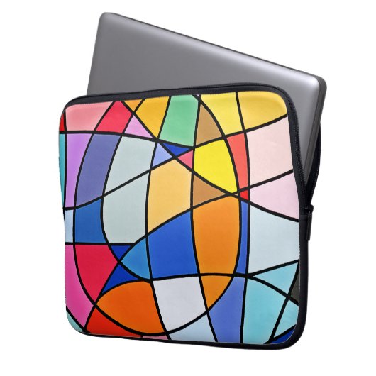 Farbiges geometrisches Muster Laptopschutzhülle (Vorderseite Links)