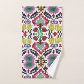 Farbiges geometrisches Muster, leuchtendes Muster Badhandtuch Set (Handtuch)