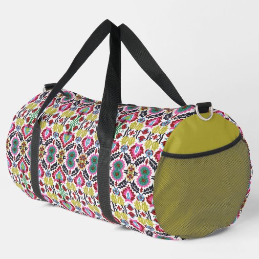 Farbiges geometrisches Muster, leuchtendes Muster Duffle Bag (Rechte Ecke)
