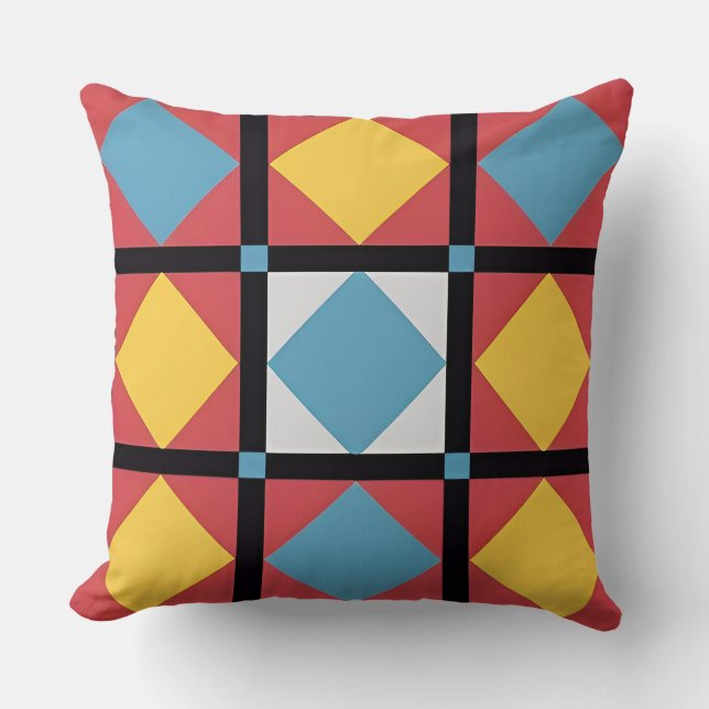 Farbiges geometrisches Muster mit Abstrakten Forme Kissen (Vorderseite)