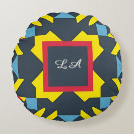 Farbiges geometrisches Muster mit Abstrakten Forme Rundes Kissen