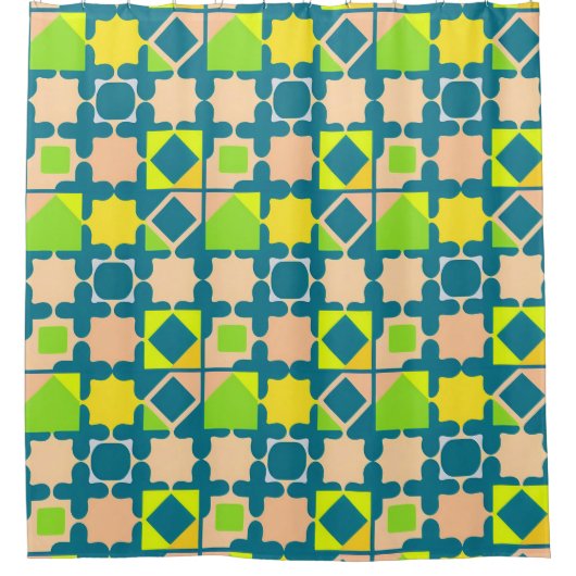 Farbiges geometrisches Muster mit dynamischen Form Duschvorhang (Vorderseite)