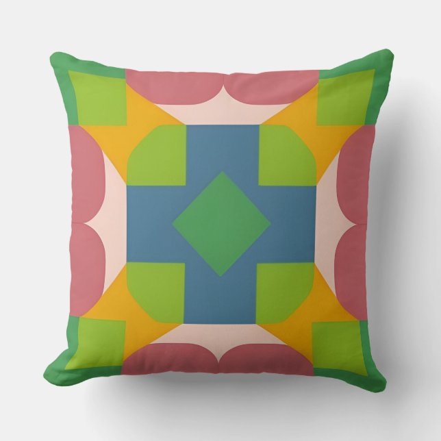 Farbiges geometrisches Muster mit dynamischen Form Kissen (Vorderseite)