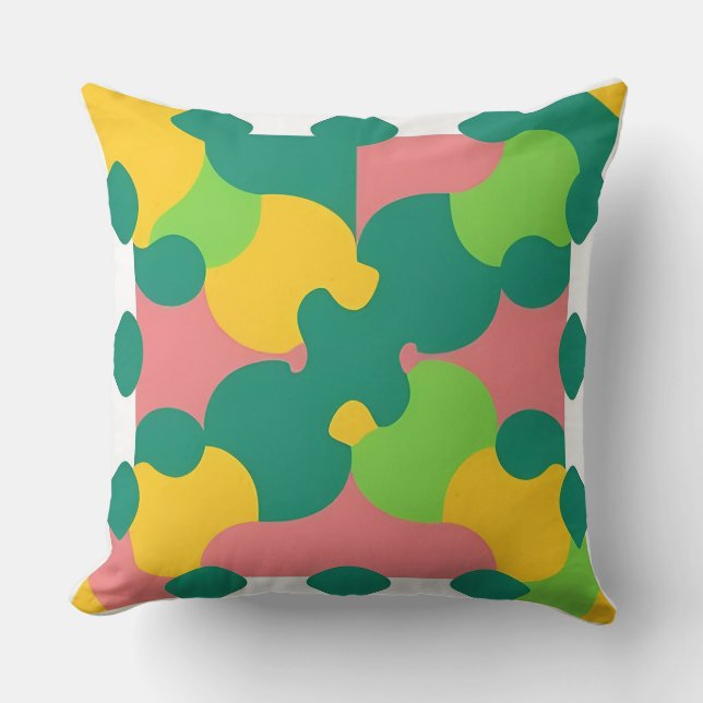 Farbiges geometrisches Muster mit dynamischen Form Kissen (Vorderseite)