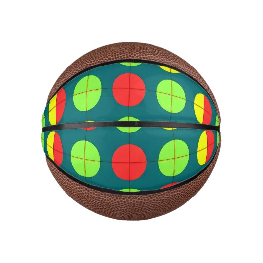 Farbiges geometrisches Muster mit grün, rot Mini Basketball (Vorderseite)