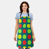 Farbiges geometrisches Muster mit grün, rot Schürze (Getragen)