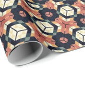 Farbiges geometrisches Muster mit Hexagon Square Geschenkpapier (Rolleneckpunkt)