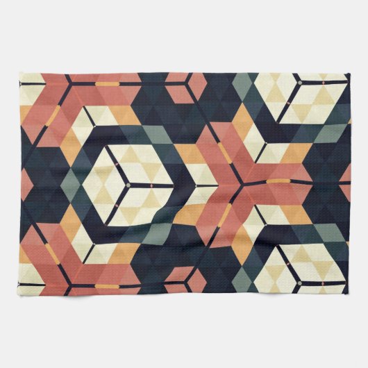Farbiges geometrisches Muster mit Hexagon Square Geschirrtuch (Horizontal)