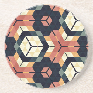 Farbiges geometrisches Muster mit Hexagon Square Getränkeuntersetzer