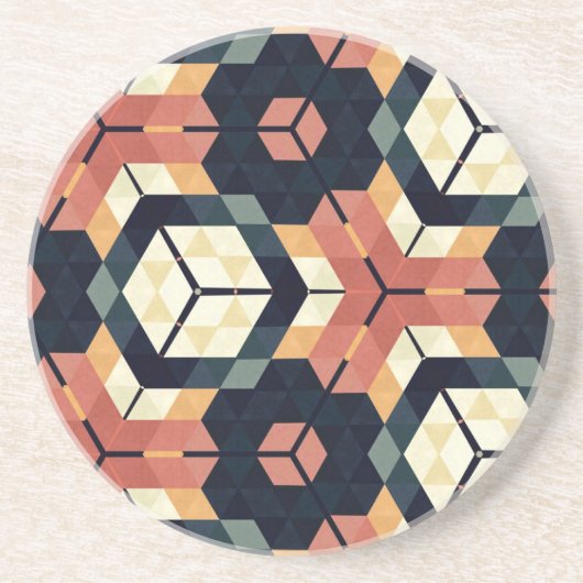 Farbiges geometrisches Muster mit Hexagon Square Getränkeuntersetzer (Vorne)