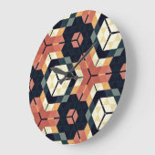 Farbiges geometrisches Muster mit Hexagon Square Große Wanduhr (Winkel)