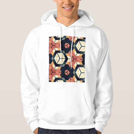 Farbiges geometrisches Muster mit Hexagon Square Hoodie (Vorderseite)