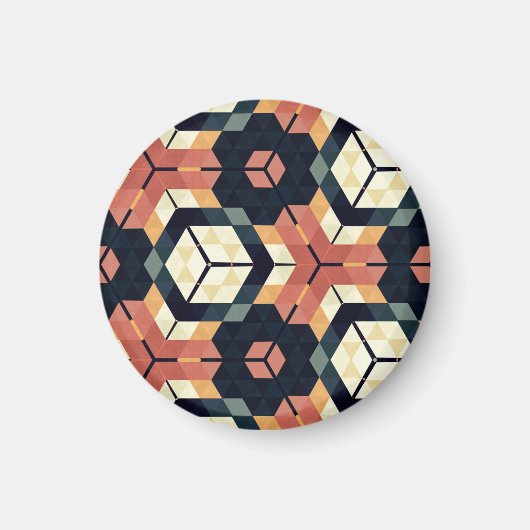 Farbiges geometrisches Muster mit Hexagon Square Magnet (Vorne)
