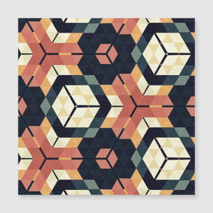 Farbiges geometrisches Muster mit Hexagon Square Magnetkarte