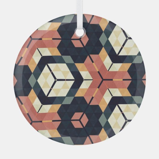 Farbiges geometrisches Muster mit Hexagon Square Ornament Aus Glas (Vorderseite)